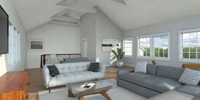 Photo-real renderings showing a proposed addition on an existing house. Materials were selected to match photos of the existing. 