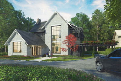 The design of this house what still up for debate when we started this project. We worked through a few designs changes to come to this final build. Complete with double height windows and a second story outdoor dining deck.