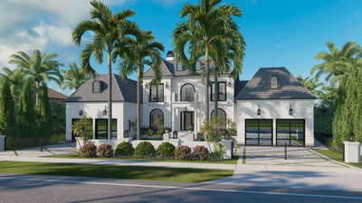 A sophisticated beach house to be located in Sarasota, FL. The architect requested us to render the front and back rendering of this house to help them visualize and choose the best exterior material and colors. The back rendering shows a pool and private access to the beach.