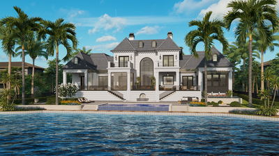 A sophisticated beach house to be located in Sarasota, FL. The architect requested us to render the front and back rendering of this house to help them visualize and choose the best exterior material and colors. The back rendering shows a pool and private access to the beach.