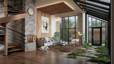 UR Studio single-family residential architectural project rendering.
